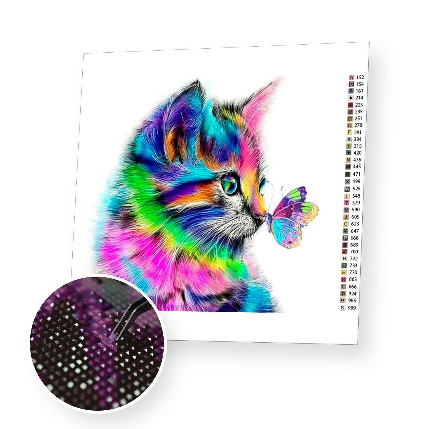 Colorful Cat & Butterfly - Diamond Painting Kit - [Diamond Painting Kit]