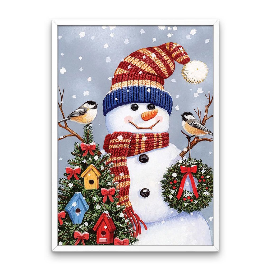Snowman with Birds - Diamond Painting Kit