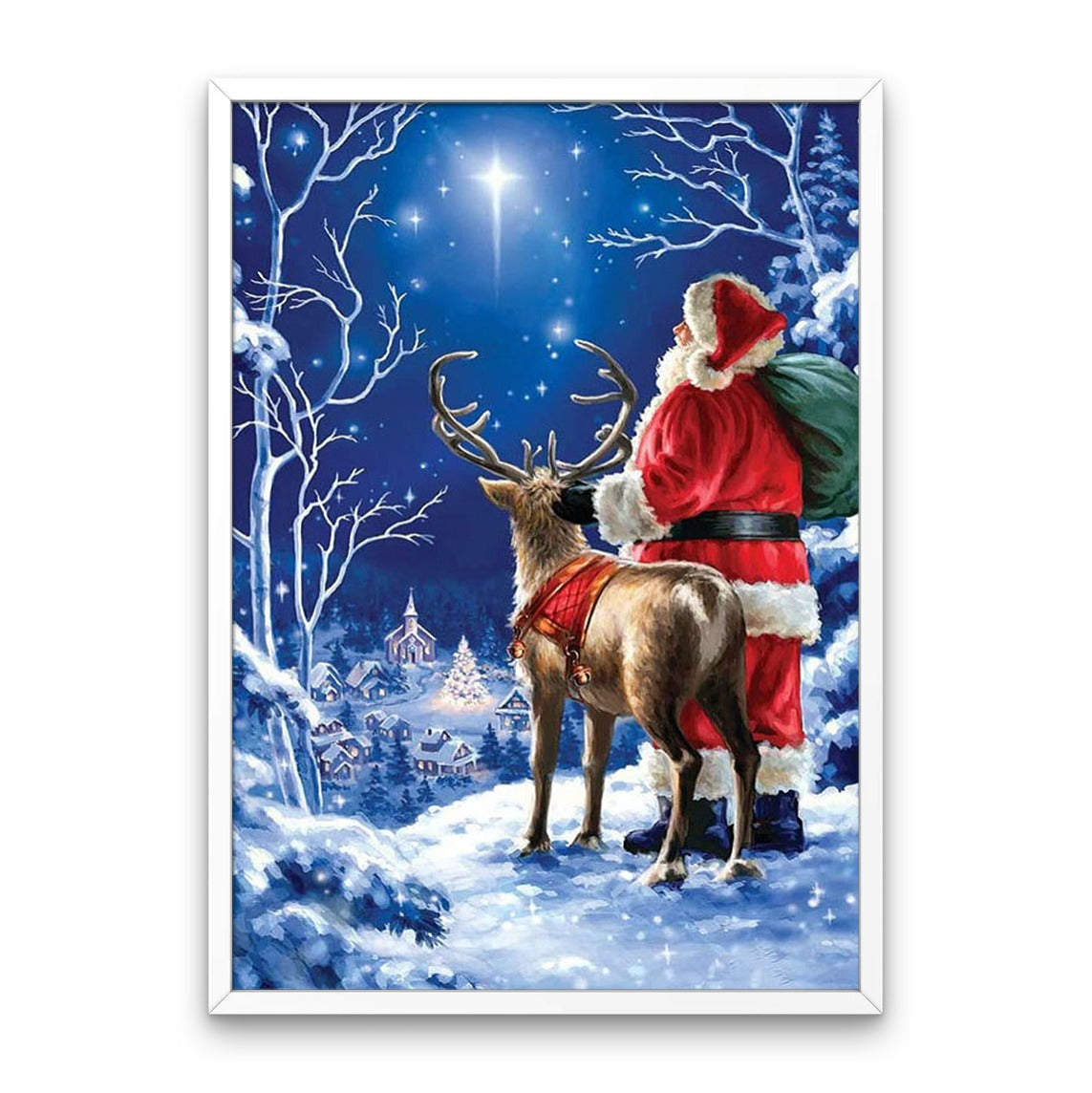 Santa with Deer - Diamond Painting Kit
