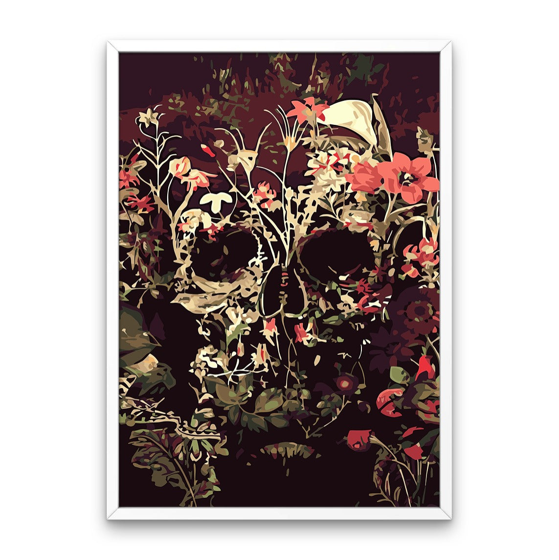 Skull With Flowers - Diamond Painting Kit