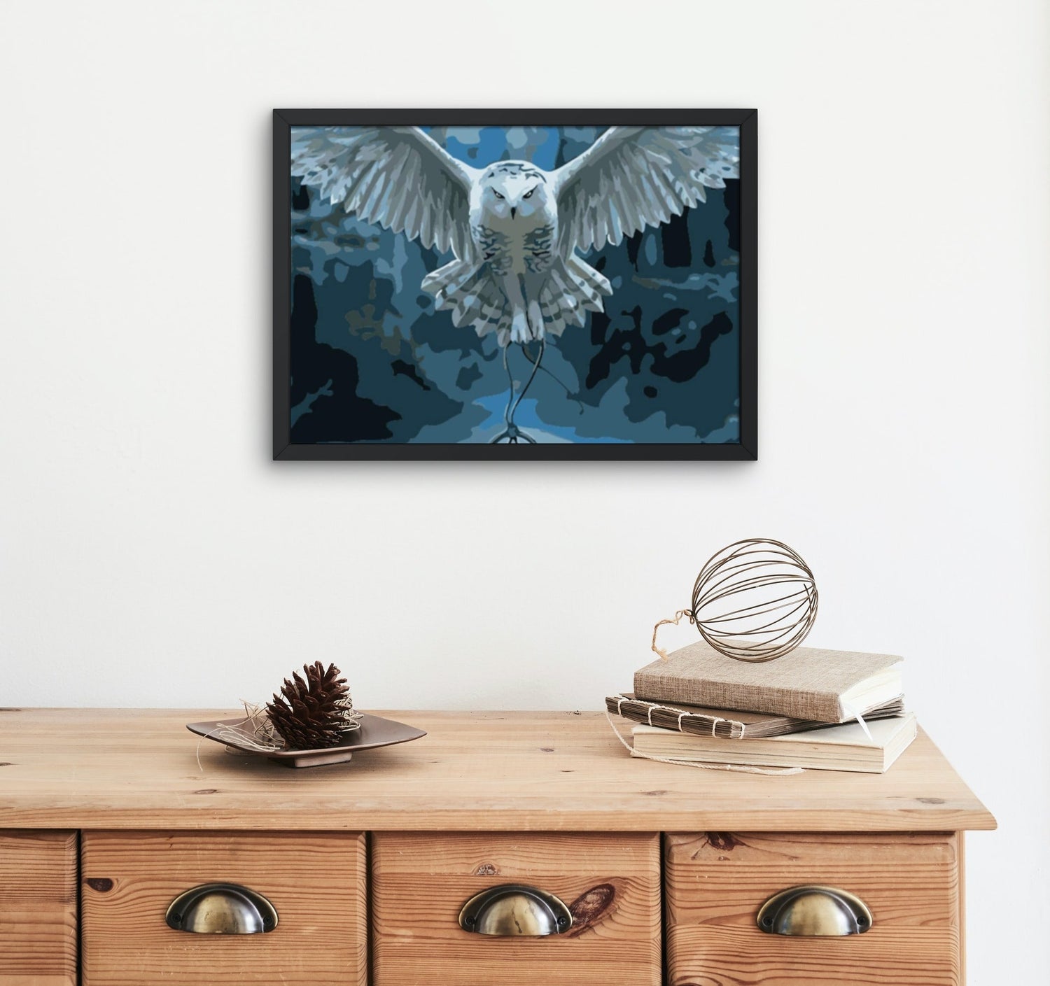 Diamond painting-White owl under the full moon-N.351 40x50